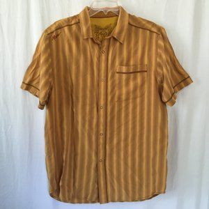 Prana Striped Button up Shirt Short Sleeve Sz XL